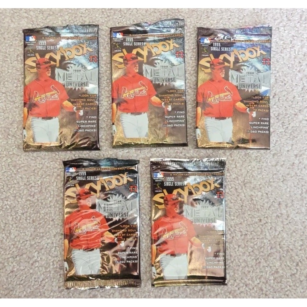 1999 Skybox Baseball Metal Universe Retail Packs Unopened 5 Packs